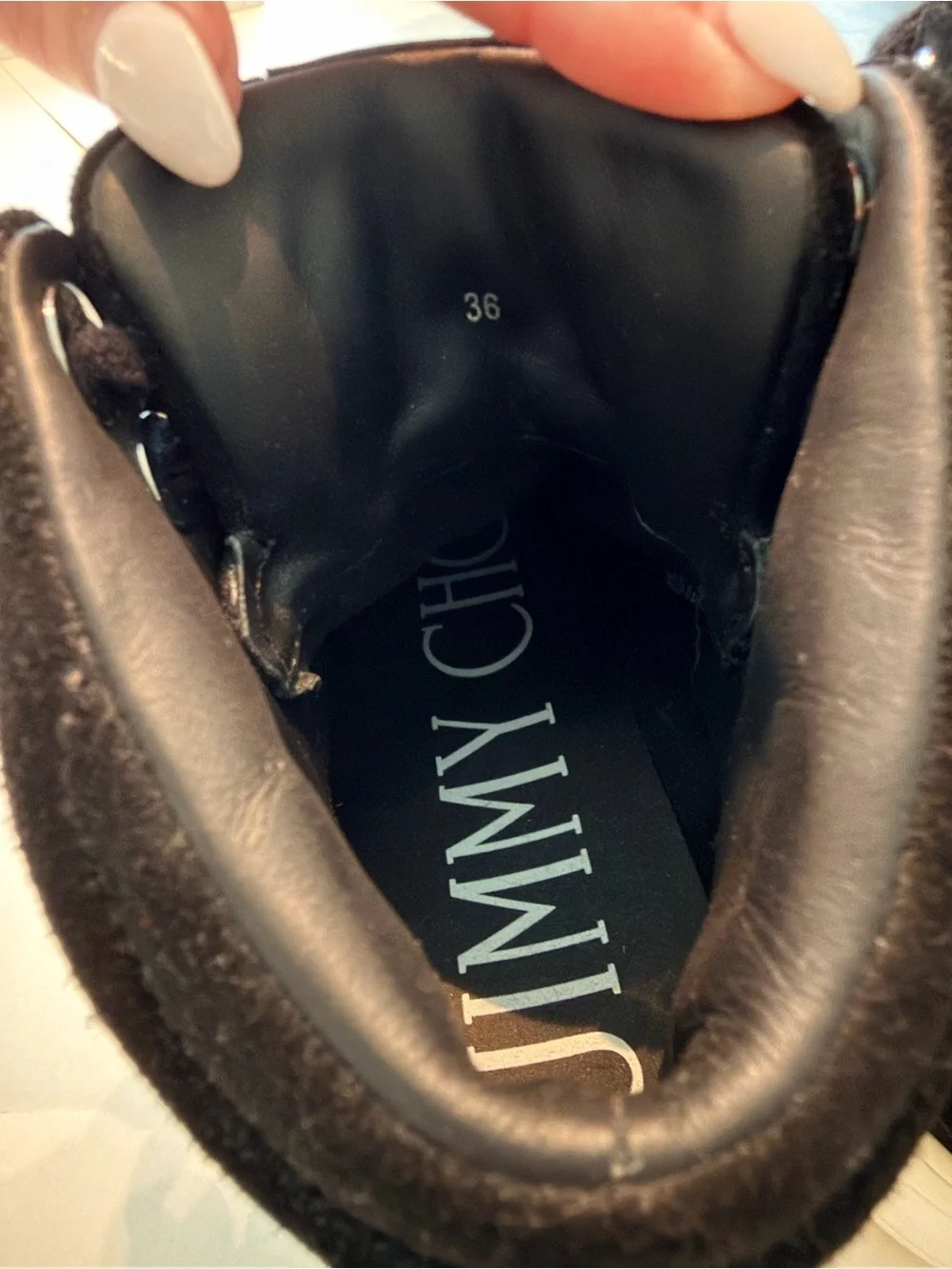 Jimmy Choo Black Glitter Hawaii High-Top Women’s Sneakers with Rhinestone Star